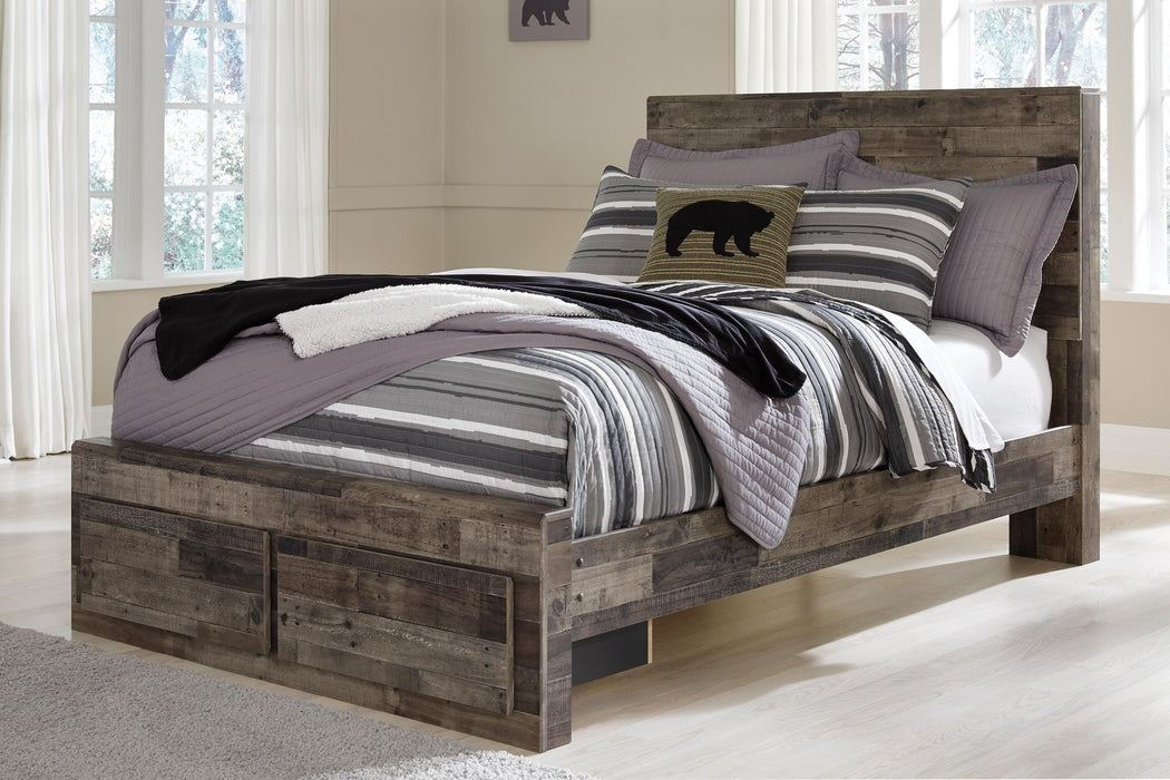 Derekson Full Panel Bed with 2 Storage Drawers with Mirrored Dresser - alternate view 4