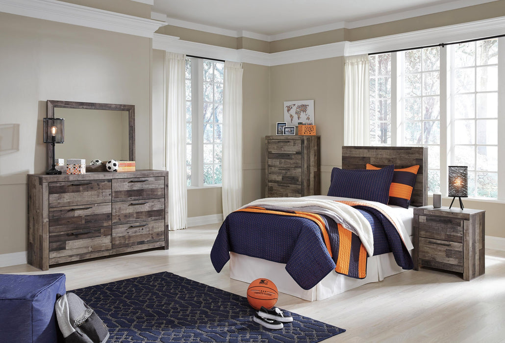 Derekson Twin Panel Headboard Bed with Mirrored Dresser, Chest and Nightstand - alternate view 11