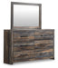 Drystan Full Bookcase Bed with 4 Storage Drawers with Mirrored Dresser - alternate view 2