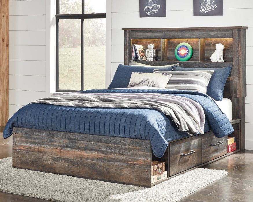Drystan Full Bookcase Bed with 4 Storage Drawers with Mirrored Dresser - alternate view 5