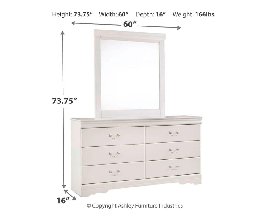 Anarasia Twin Sleigh Bed with Mirrored Dresser - alternate view 4