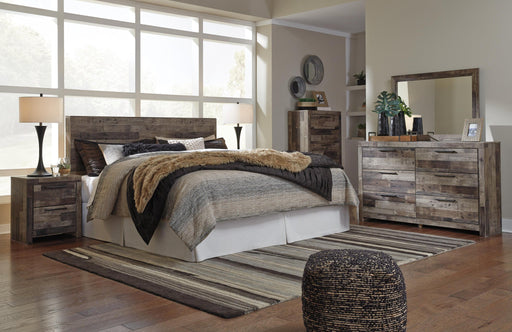 Derekson King Panel Headboard Bed with Mirrored Dresser, Chest and Nightstand - alternate view 2
