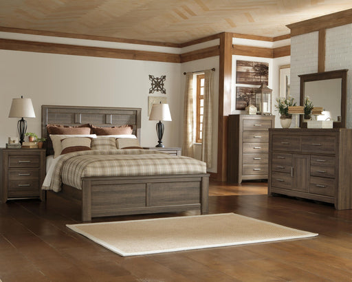 Juararo Queen Panel Bed with Mirrored Dresser - alternate view 2