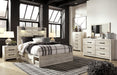 Cambeck Queen Panel Bed with 4 Storage Drawers with Mirrored Dresser, Chest and Nightstand - alternate view 2