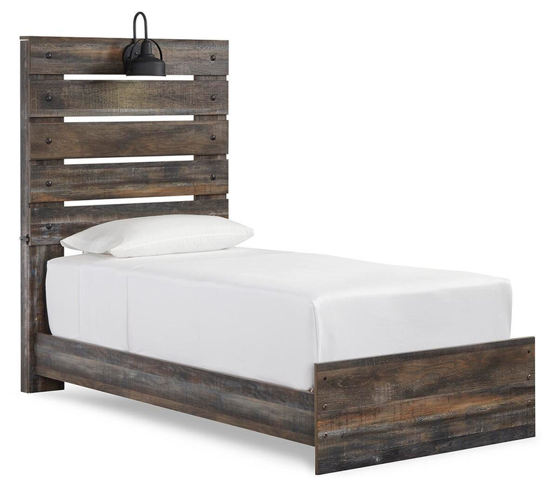 Drystan Twin Panel Bed with Mirrored Dresser - alternate view 4