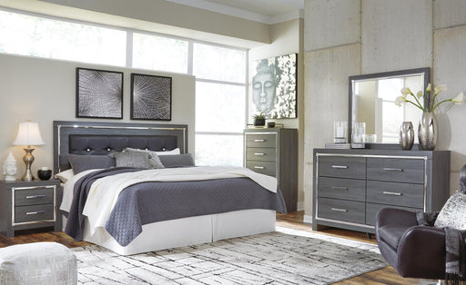 Lodanna King/California King Upholstered Panel Headboard Bed with Mirrored Dresser - alternate view 2