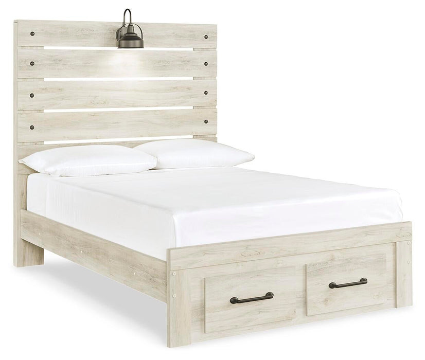 Cambeck Full Panel Bed with 4 Storage Drawers with Mirrored Dresser, Chest and Nightstand - alternate view 3