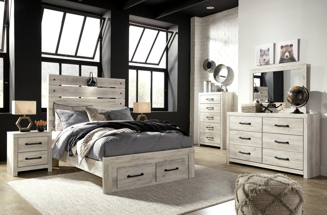 Cambeck Full Panel Bed with 4 Storage Drawers with Mirrored Dresser, Chest and Nightstand - alternate view 2