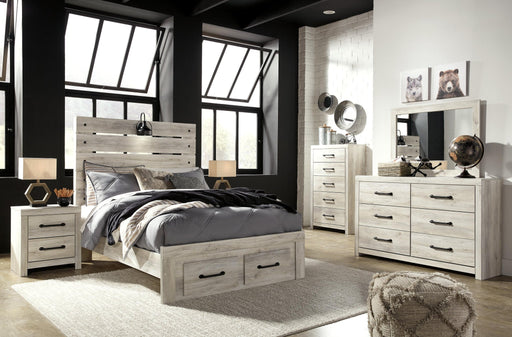 Cambeck Full Panel Bed with 4 Storage Drawers with Mirrored Dresser, Chest and Nightstand - alternate view 2