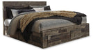 Derekson King Panel Bed with 4 Storage Drawers with Mirrored Dresser - alternate view 2