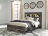 Drystan Queen Panel Bed with 2 Storage Drawers with Mirrored Dresser - alternate view 4