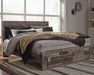 Derekson King Panel Bed with 2 Storage Drawers with Mirrored Dresser, Chest and Nightstand - alternate view 6