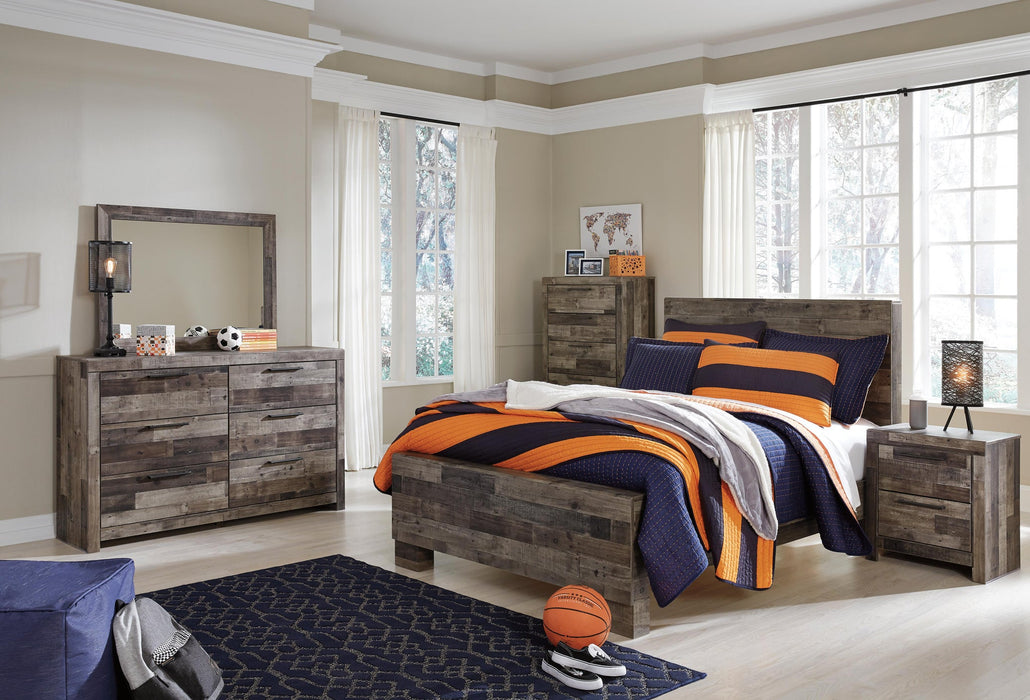 Derekson Full Panel Bed with Mirrored Dresser, Chest and Nightstand - alternate view 11
