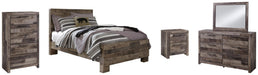 Derekson Full Panel Bed with Mirrored Dresser, Chest and Nightstand