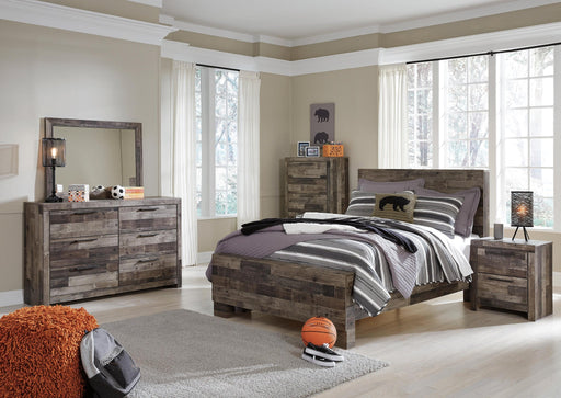 Derekson Full Panel Bed with Mirrored Dresser, Chest and Nightstand - alternate view 2