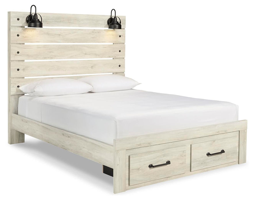 Cambeck Queen Panel Bed with 2 Storage Drawers with Mirrored Dresser - alternate view 4