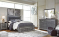 Lodanna Queen Panel Bed with 2 Storage Drawers with Mirrored Dresser, Chest and Nightstand - alternate view 2