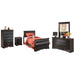 Huey Vineyard Full Sleigh Bed with Mirrored Dresser, Chest and Nightstand
