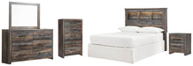 Drystan Full Bookcase Headboard, Dresser, Mirror, Chest and Nightstand