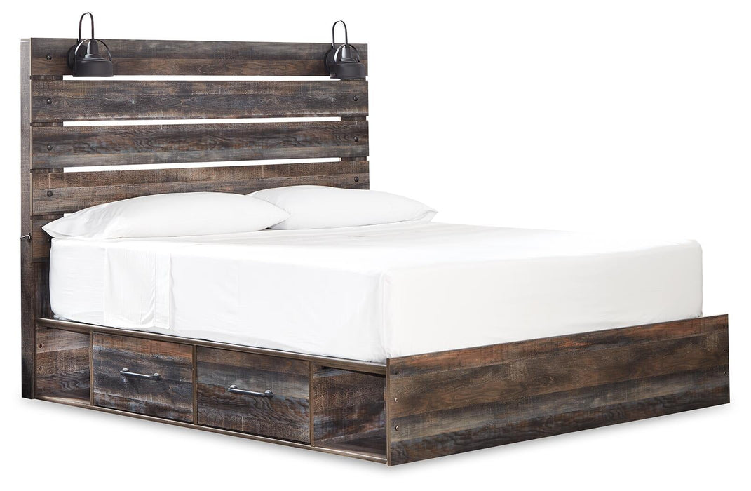 Drystan King Panel Bed with 4 Storage Drawers with Mirrored Dresser - alternate view 3