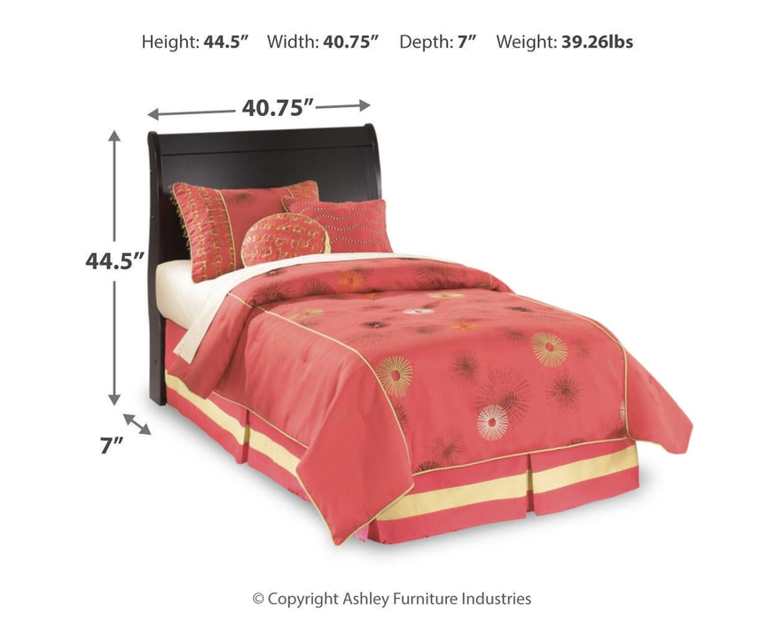 Huey Vineyard Twin Sleigh Headboard Bed with Mirrored Dresser, Chest and Nightstand - alternate view 8