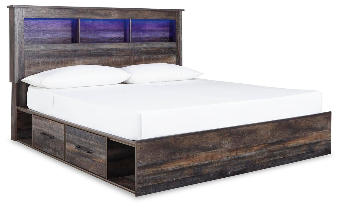 Drystan King Bookcase Bed with 2 Storage Drawers with Mirrored Dresser - alternate view 3