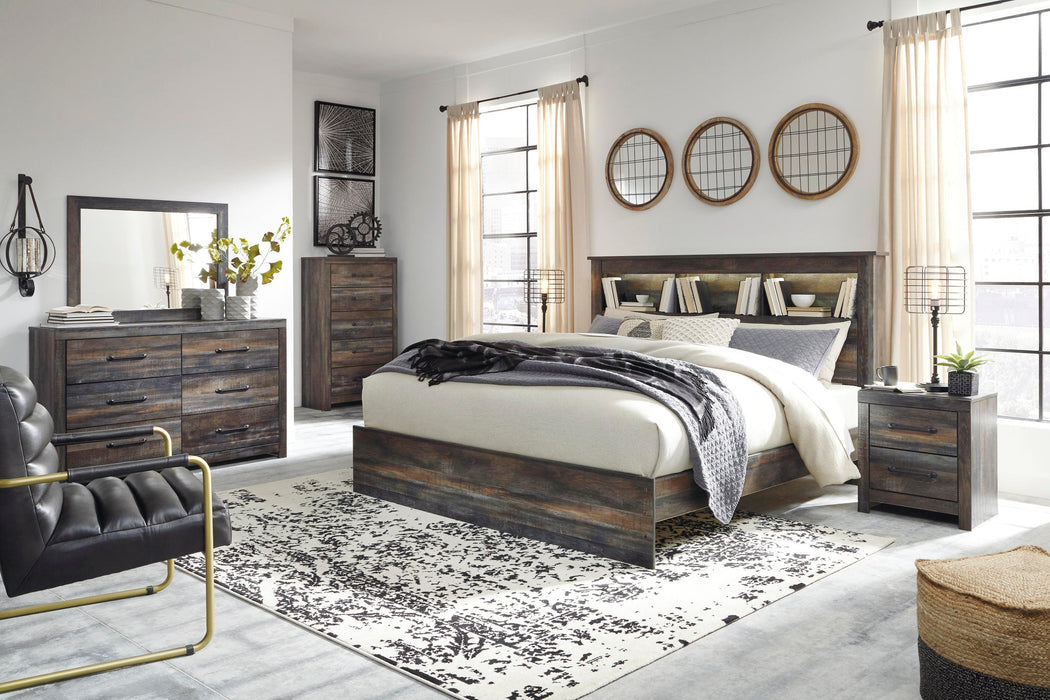 Drystan King Panel Bookcase Bed with Mirrored Dresser - alternate view 2