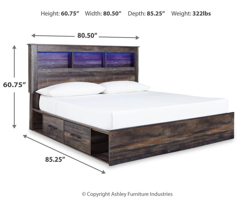 Drystan King Bookcase Bed with 4 Storage Drawers with Mirrored Dresser - alternate view 7