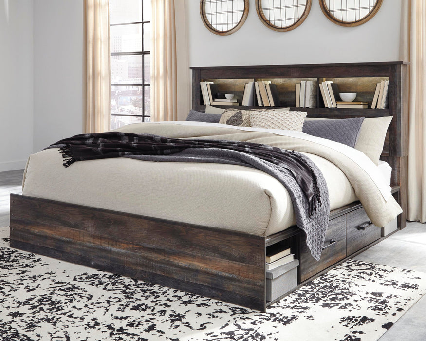 Drystan King Bookcase Bed with 4 Storage Drawers with Mirrored Dresser - alternate view 5