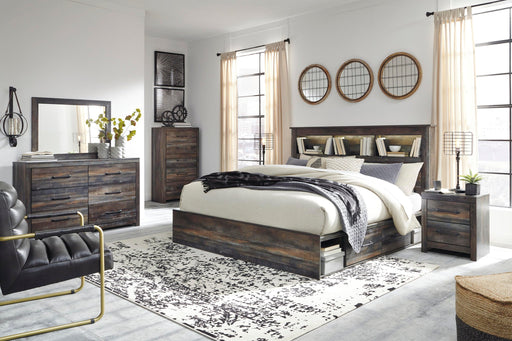 Drystan King Bookcase Bed with 2 Storage Drawers with Mirrored Dresser, Chest and Nightstand - alternate view 2