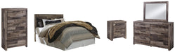Derekson Queen/Full Panel Headboard Bed with Mirrored Dresser, Chest and Nightstand