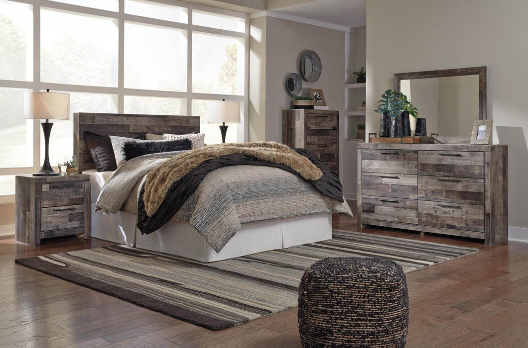 Derekson Queen/Full Panel Headboard Bed with Mirrored Dresser, Chest and Nightstand - alternate view 2