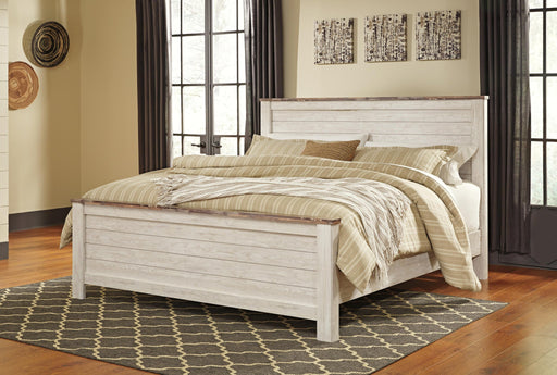 Willowton California King Panel Bed with Mirrored Dresser - alternate view 2