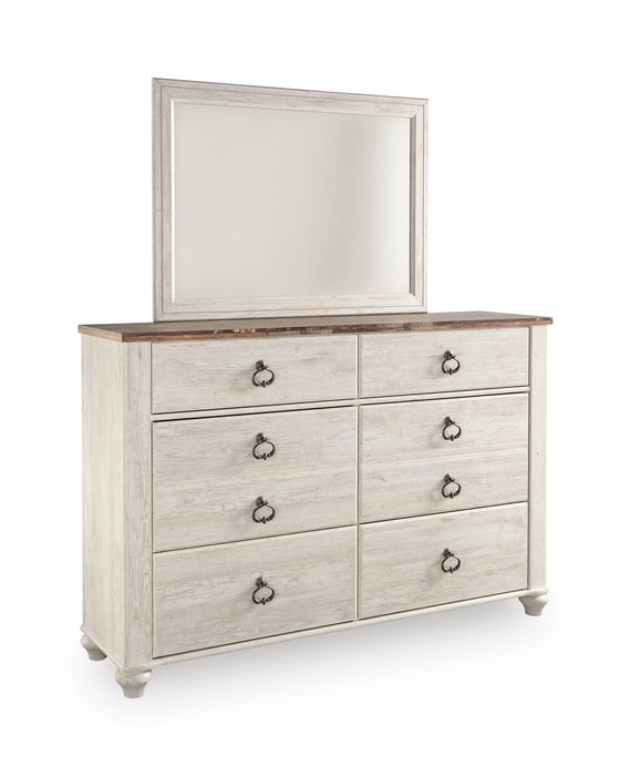 Willowton California King Panel Bed with Mirrored Dresser - alternate view 3