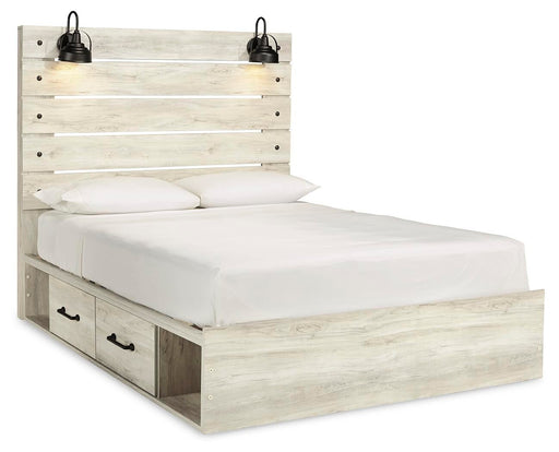 Cambeck Queen Panel Bed with 4 Storage Drawers with Mirrored Dresser - alternate view 2
