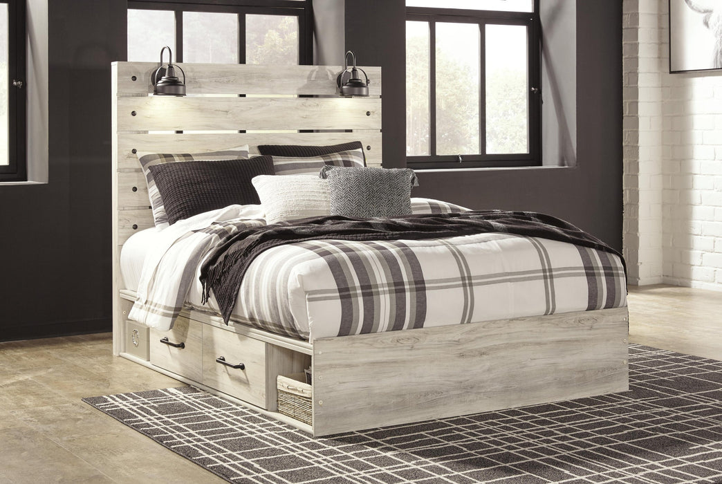 Cambeck Queen Panel Bed with 4 Storage Drawers with Mirrored Dresser - alternate view 4