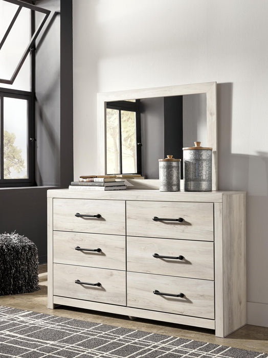Cambeck Queen Panel Bed with 4 Storage Drawers with Mirrored Dresser - alternate view 5