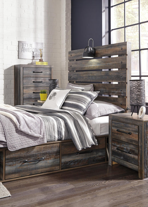 Drystan Full Panel Bed with 4 Storage Drawers with Mirrored Dresser - alternate view 2