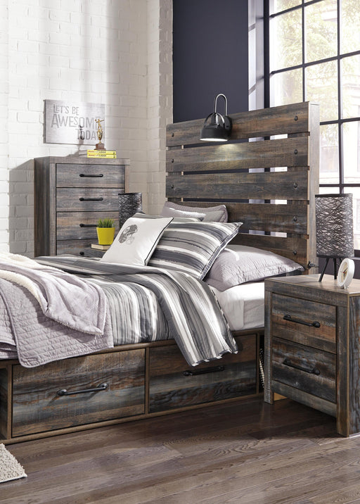 Drystan Full Panel Bed with 4 Storage Drawers with Mirrored Dresser - alternate view 2