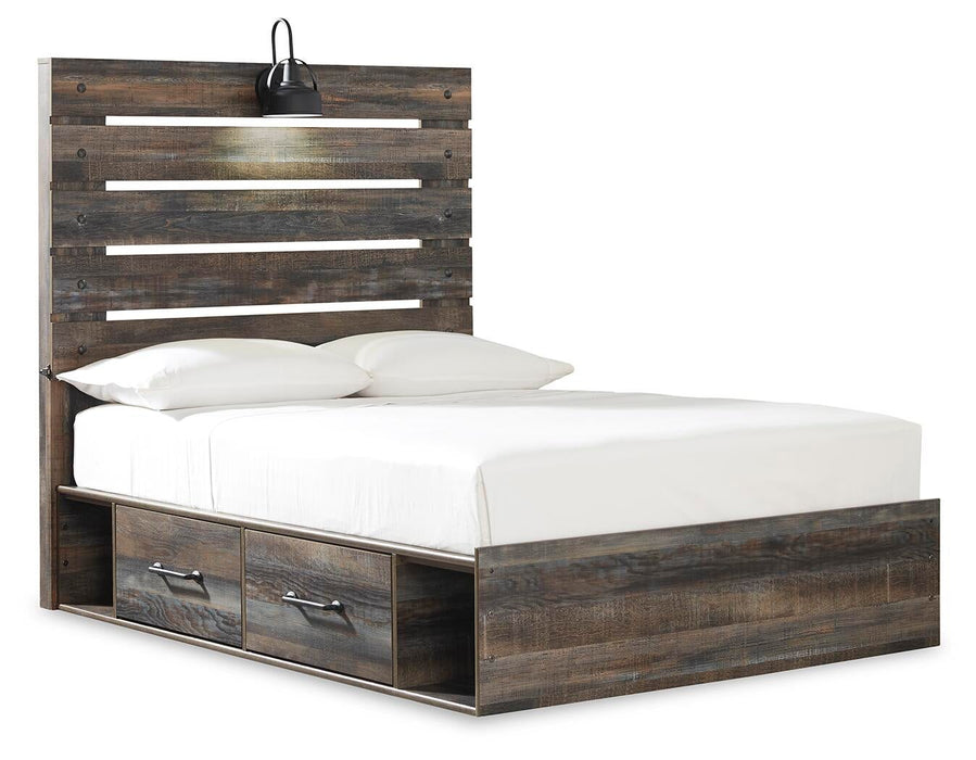 Drystan Full Panel Bed with 4 Storage Drawers with Mirrored Dresser - alternate view 4