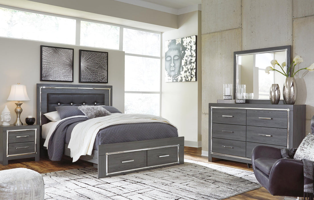Lodanna Queen Panel Bed with 2 Storage Drawers with Mirrored Dresser - alternate view 2