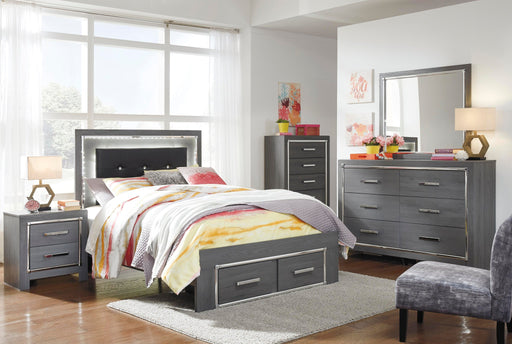 Lodanna Full Panel Bed with 2 Storage Drawers with Mirrored Dresser, Chest and Nightstand - alternate view 2
