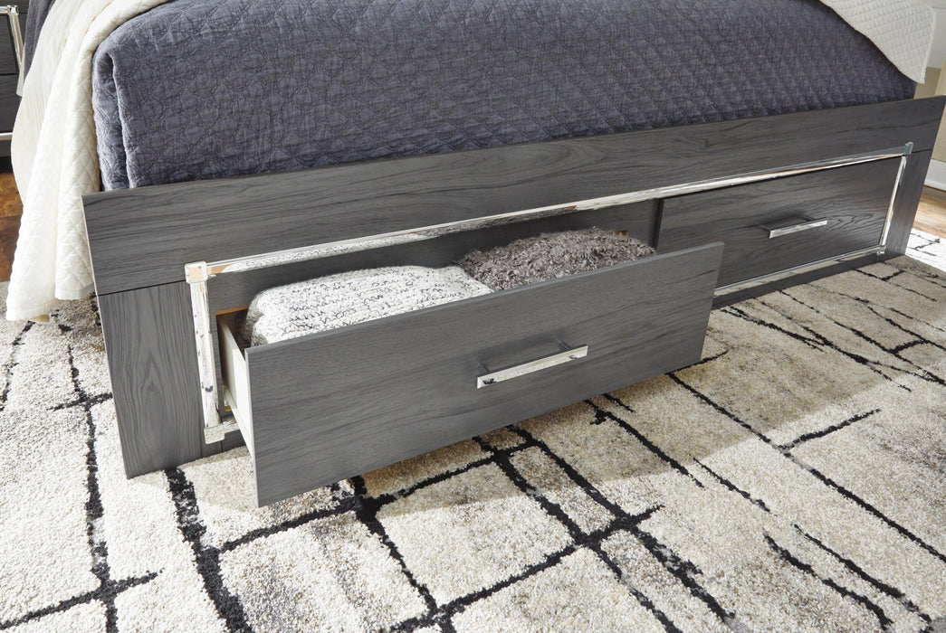 Lodanna Full Panel Bed with 2 Storage Drawers with Mirrored Dresser, Chest and Nightstand - alternate view 4