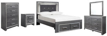 Lodanna Full Panel Bed with 2 Storage Drawers with Mirrored Dresser, Chest and Nightstand