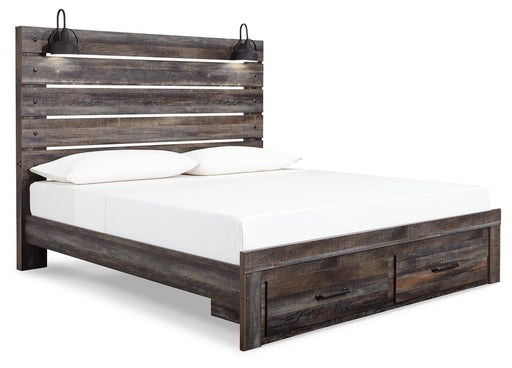Drystan King Panel Bed with Storage with Mirrored Dresser - alternate view 2
