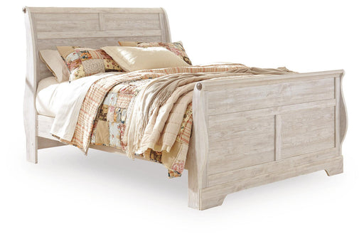 Willowton Queen Sleigh Bed with Mirrored Dresser - alternate view 2