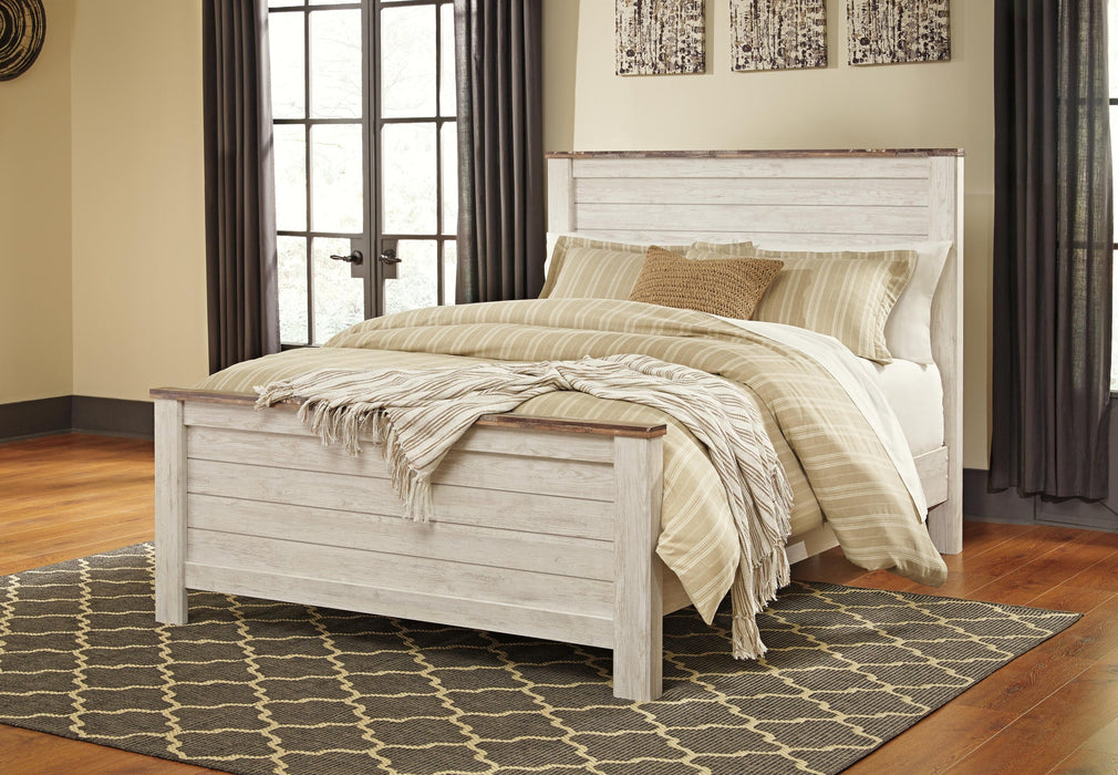 Willowton Queen Panel Bed with Mirrored Dresser - alternate view 3