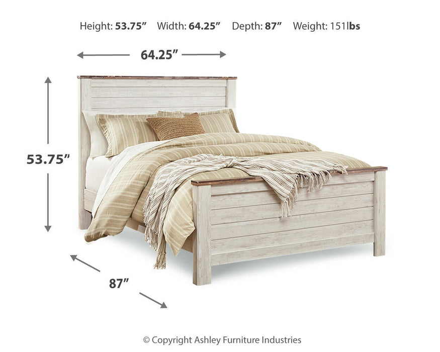 Willowton Queen Panel Bed with Mirrored Dresser - alternate view 7