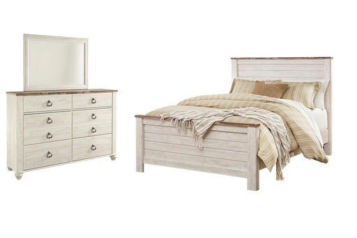 Willowton Queen Panel Bed with Mirrored Dresser - alternate view 2