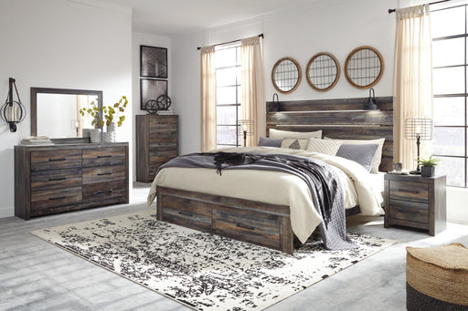 Drystan King Panel Bed with Storage with Mirrored Dresser, Chest and Nightstand - alternate view 2